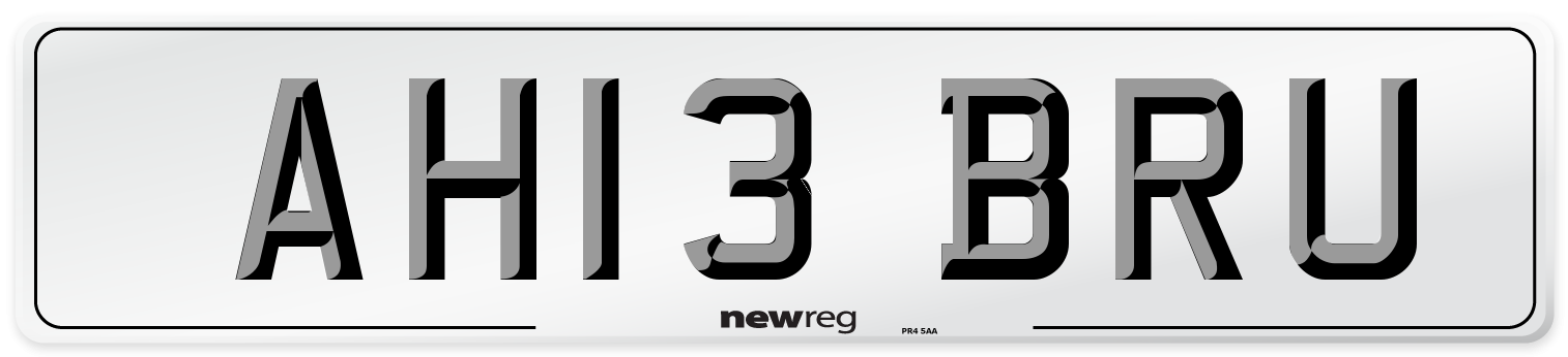 AH13 BRU Number Plate from New Reg